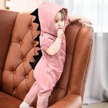 Moda Copil Nou-născut Fată Băiat cu Glugă Romper Salopeta Haine pentru Copii Dinozaur 3D Tinuta de Vara body pentru bebeluși Costum Cadou
