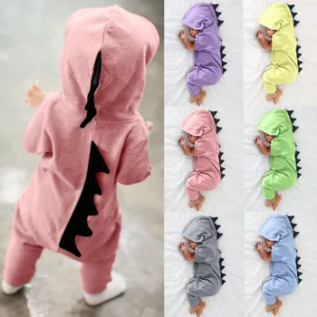 Moda Copil Nou-născut Fată Băiat cu Glugă Romper Salopeta Haine pentru Copii Dinozaur 3D Tinuta de Vara body pentru bebeluși Costum Cadou