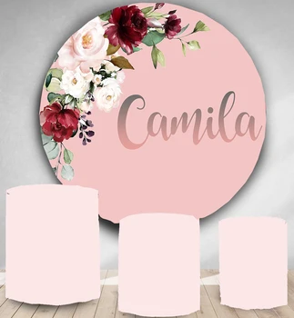 Cercul fundal Roz rotund de flori de nunta de copii de duș petrecerea de ziua decor personaliza fundal fotografie capac de masă YY-94