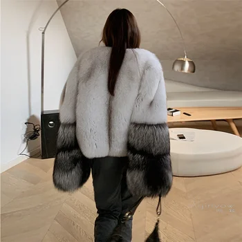 FURSARCAR 2020 Noua Moda Întreaga Piele de Iarnă pentru Femei Jacheta Naturale Reale de Vulpe Argintie Blană Haină Scurtă de Blană Veritabilă Uza