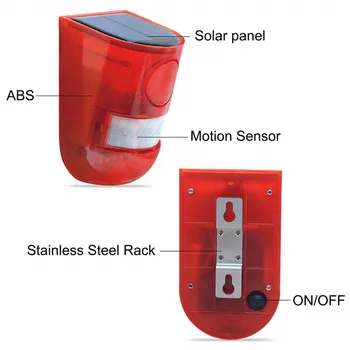 Solar Sunet Flash Alertă de Avertizare Sonore si luminoase de Alarmă Senzor de Mișcare 110 Decibeli Sirena Stroboscop, Sistem de Alarma de Securitate pentru Ferma