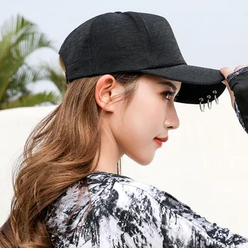 Tata Pălărie Creative Piercing-Ul Inel Șapcă De Baseball Scrisoare Lungă Centura Punk, Hip-Hop Capace De Bumbac Adult Casual Solid Reglabil Unisex Capace