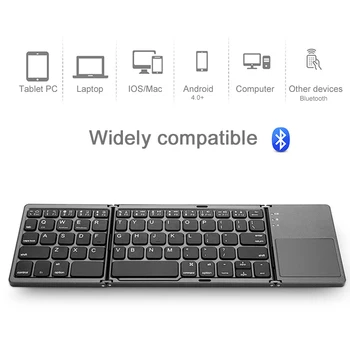 CHUANCHI B033 Portabil de Două ori Pliere Tastatura Bluetooth BT Wireless Pliabil Touchpad Tastatura pentru Windows/IOS/Android Tableta ipad