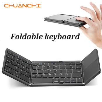 CHUANCHI B033 Portabil de Două ori Pliere Tastatura Bluetooth BT Wireless Pliabil Touchpad Tastatura pentru Windows/IOS/Android Tableta ipad