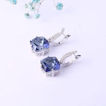 GEM de BALET Naturale Iolite Albastru Mystic Cuarț Inel de Piatră prețioasă Cercei Set Bijuterii Pentru Femei de Argint 925 Bijuterii de Nunta