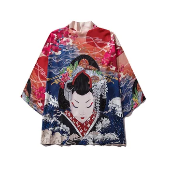 Unisex Bărbat Femeie Vară De Protecție Solară Jacheta Oriental Epocă Japonia Kimono Haori Stil Harajuku Ukiyo Îmbrăcăminte Cardigan Streetwear