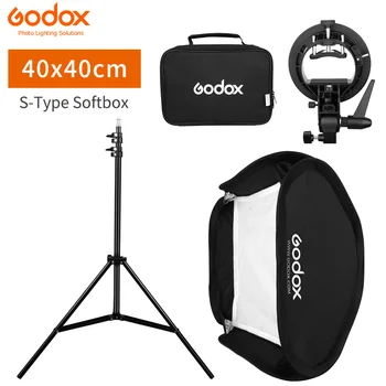 Godox 40x40cm 15x15inch Flash Speedlite Softbox + S de tip Suport Bowens Kit de Montare cu 2m Stand Lumina pentru Fotografie aparat de Fotografiat
