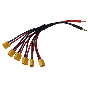 Paralel Cablu de Încărcare 1 la 6 Conector XT60 să Banană 4mm Prize de Încărcare Plumb pentru RC Acumulator Lipo