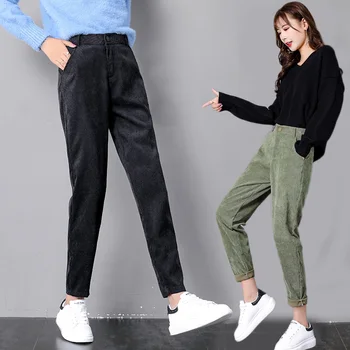 Primăvară Nouă femei pantaloni de catifea 2021 lung și Drept, talie mare pentru femei pantaloni Harem de sex Feminin solid pantaloni lungi pls marimea S-3XL