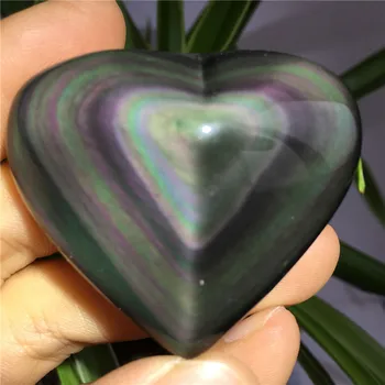 Naturale Cristal de Cuarț Curcubeu Obsidian Ochi de Pisica Inima în formă de Vindecare Acasă Dec