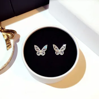 Sterling de Argint de Culoare Fluture Drăguț Stud Cercei pentru Femeile Moda Bijuterii coreea Cercei S925