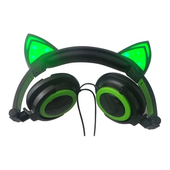 Cadou de crăciun Pliabil Intermitent Stralucitoare pisică ureche căști de Gaming Headset cu lumina LED-uri Pentru PC, Laptop, Telefon Mobil