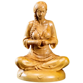 10cm Cimișir Decor Acasă Meditație Fata din Lemn de Statuie Frumusețea Figura Statuie Populară Chineză Tradițională, Meșteșuguri Sculptura în Lemn