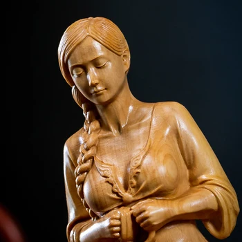 10cm Cimișir Decor Acasă Meditație Fata din Lemn de Statuie Frumusețea Figura Statuie Populară Chineză Tradițională, Meșteșuguri Sculptura în Lemn
