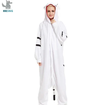 HKSNG Nou Animal Adult Tigru Alb Pijamale Desene animate Fleece body-uri de Cosplay, Costume Salopete cel Mai bun Cadou Pentru Femei Barbati Kigurumi