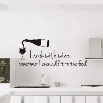Bucătăria Autocolante Gatesc Cu Vin de Vinil Arta de Perete Decalcomanii de Fundal pentru Bucătărie Decor de Perete Poster Casa de Decorare 24 cm x 60 cm