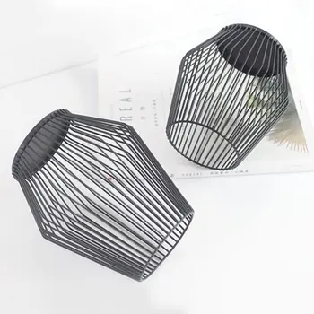 Gol fier de Suport Lumanare din Fier sfesnice Neagră Masă de Cafea Forme Geometrice de Decorare Camera de zi Activitatea moderne felinar