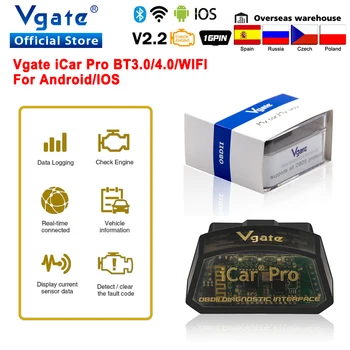 Vgate iCar Pro wifi elm327 obd2 Instrument de Diagnosticare auto OBD Bluetooth 4.0 2 Auto Scanner ELM 327 V2.2 pentru IOS/Android Cititor de Cod