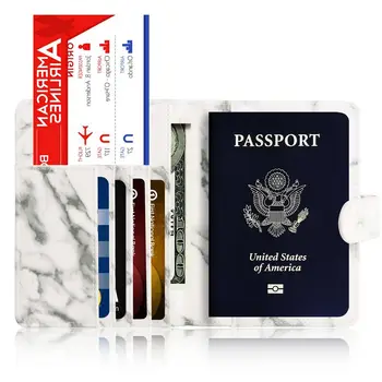TOURSUIT Marmură Rfid Blocking Travel Pașaport Piele Acoperi Organizator Protector Titular cu Cardul Caz Sloturi