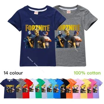 14 Culoare Fortnite Copii cu Maneci Scurte T-shirt din Bumbac tricouri Copil Boy Băieți Fete Topuri Tricouri Streetwear Copii Tricou O-Gât