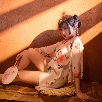 Flori Tradiționale Sexy Scurte Petrecere Halat Halat Yukata Kimono Dress Femei Vrac Erotic Costum De Epocă Japonez De Dormit Halat De Baie