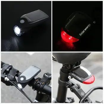 Biciclete Lumina Solară/USB Reîncărcabilă Faruri Casca Noaptea de Iluminat de Siguranță Ghidon Fata Intermitent Biciclete Lumina +Stop Set