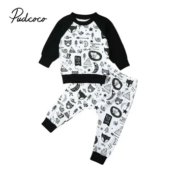 Moda pentru Copii Copilul Băieți Copii Haine Set Print cu Maneci Lungi tricou+Pantaloni Trening 2 buc Haine Copii Baieti Haine de Toamna