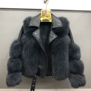 Real fox jacheta blana de vulpe blană și piele de oaie blana de iarnă jachete femei 2020 femei jachete de iarnă QD.YISHANG