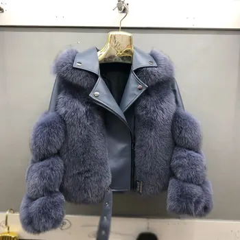 Real fox jacheta blana de vulpe blană și piele de oaie blana de iarnă jachete femei 2020 femei jachete de iarnă QD.YISHANG