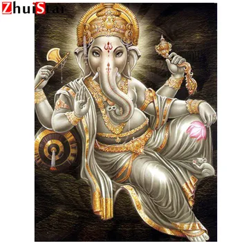 Elefant Ganesha dumnezeu Metru pătrat de Diamant Broderie 5D DIY Diamant Tablou Complet Stras cruciulițe Decor religie W
