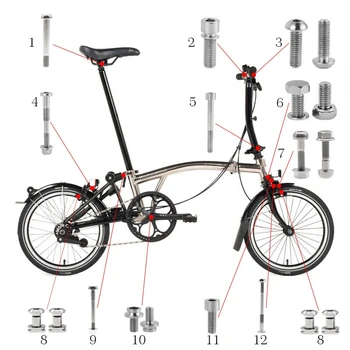 M8X70 18G Aliaj de Titan cu Bicicleta Șurubul Capacului pentru Brompton Pliere Biciclete BMX Stem Șurub Piese de Bicicletă