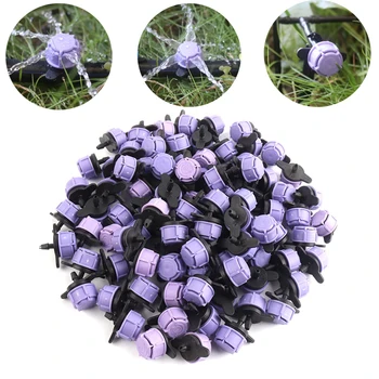 50~300Pcs Grădină Micro Udare prin Picurare Irigare Aspersoare 5-Orificii cu efect de Seră, Plante de Udare Emițător Violet Frumos PP Dripper