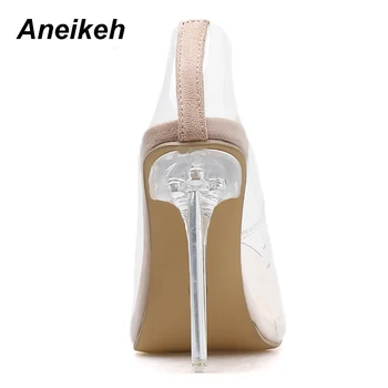 Aneikeh 2020 Moda Concis PVC Femeie Transparent Sandale Tocuri Subtiri de Mare Pantofi Pompe Subliniat Toe Slip On Solid Caise 35-42