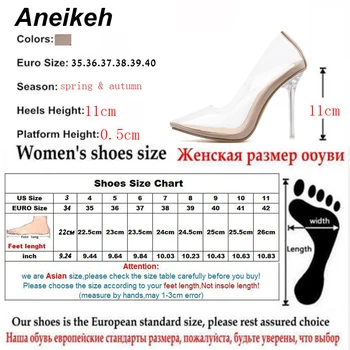 Aneikeh 2020 Moda Concis PVC Femeie Transparent Sandale Tocuri Subtiri de Mare Pantofi Pompe Subliniat Toe Slip On Solid Caise 35-42