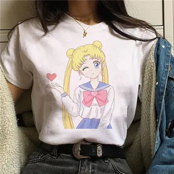 Sailor Moon Desene animate Amuzant Tricou Femei Harajuku Ullzang Anime T-shirt ' 90 Stil coreean Tricou Grafic Estetice Sus Teuri de sex Feminin