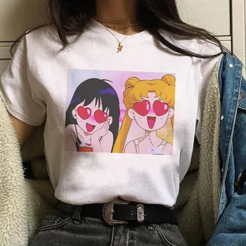 Sailor Moon Desene animate Amuzant Tricou Femei Harajuku Ullzang Anime T-shirt ' 90 Stil coreean Tricou Grafic Estetice Sus Teuri de sex Feminin