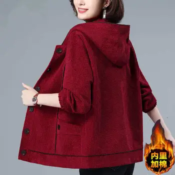 2020 Nou Matlasat Îngroșat Scurt Sacou de Catifea pentru Femei Toamna anului Nou Liber coreean Palton cu Gluga Îmbrăcăminte exterioară Mama Purta Tendință L16