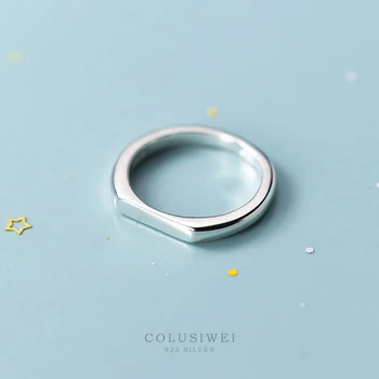 COLUSIWEI Fahion Simplu Argint Rring pentru Femei Reale Argint 925 Inele Geometrice Stil coreean Fine Bijuterii Accesorii