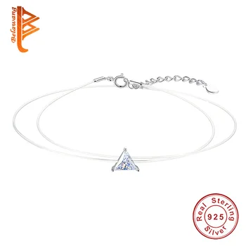 2018 Invizibil Linie de Pescuit Transparent Colier Argint 925 Triunghi Zircon Cristal Pandantiv Colier pentru Femei Bijuterii