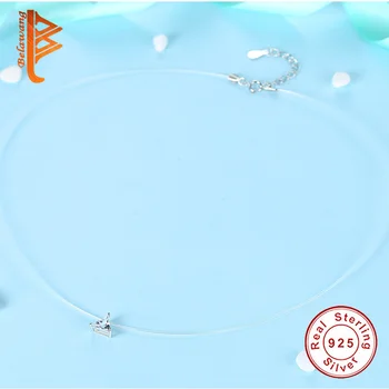2018 Invizibil Linie de Pescuit Transparent Colier Argint 925 Triunghi Zircon Cristal Pandantiv Colier pentru Femei Bijuterii