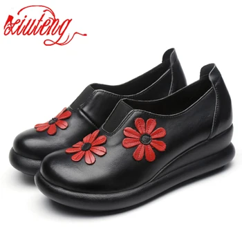 Xiuteng 2020 Primăvară Pantofi Plat Femeie Platforma din Piele Pantofi Creșterea Pantofi Casual femei chaussure femme