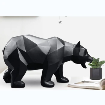 Ursul Negru Statuie Geometrice Animale Sălbatice Ursul Mascul Decor Rășină Sculptura Biroul De Acasă Animale Statui Ambarcațiuni Ornament Mobilier Cadou