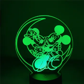 Anime Cifre Disney Mickey Mouse Minnie 3D Lumini de Noapte Jucarii Set Modelul Papusa Acțiune Figurina de Colectie Lampa Brinquedos Diorama