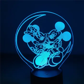 Anime Cifre Disney Mickey Mouse Minnie 3D Lumini de Noapte Jucarii Set Modelul Papusa Acțiune Figurina de Colectie Lampa Brinquedos Diorama