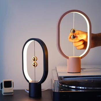 USB Reîncărcabilă Mini HENGPRO Echilibru LED Masă Lampă Elipsă Magnetic Mijlocul-aer Întrerupător de Îngrijire a Ochilor Lumina de Noapte Touch Control