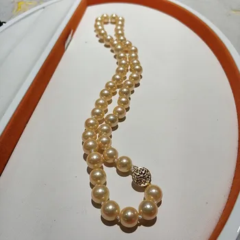 JYX Coajă Colier de Perle Bijuterii 8-8.5 mm Rotund culoare Aurie Mare Coajă Colier de Perle de 18