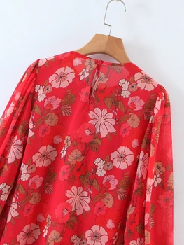 Moda efecte Cascadă Pulover Tricouri Flori de Primavara de Imprimare Maneca Lunga, O Bluza gât Elegant Doamnelor Topuri Femeile XL3379