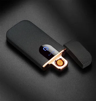 Nouă Amprentă Touch de Încărcare USB bricheta Windproof Personalitate Creatoare Ultra-subțire de Metal Electronice Bricheta Brichete