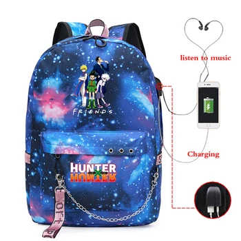 Hunter X Hunter Killua Baka Rucsac pentru Laptop USB Școală Genti Femei Genti de Voiaj pentru Fete Anime Bagpack 2020 Înapoi La Școală Saci