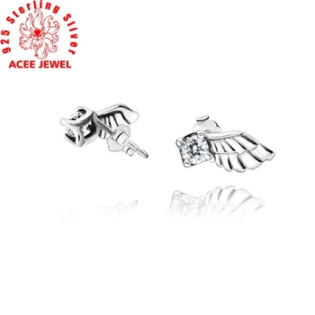 Moda 925 Sterling Silver Stud Cercei Spumante Aripă de Înger Inima cercei pentru Femei Aniversarea de Bijuterii cadou